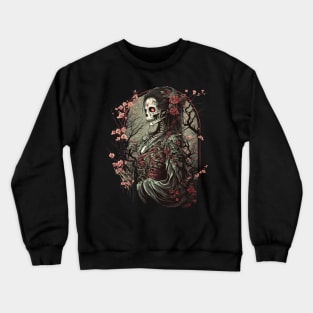 Neo-Gothic Cyber Reaper Floral Skull Crewneck Sweatshirt